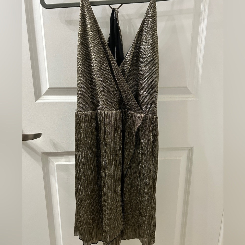 Express Metallic Halter Neck dress